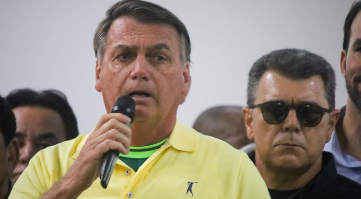 Ex-presidente Jair Bolsonaro (PL) durante discurso na Agrishow na cidade de Ribeirão Preto (SP), nesta segunda-feira (1)