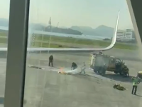 Balão cai na pista do Aeroporto Santos Dumont e pega fogo