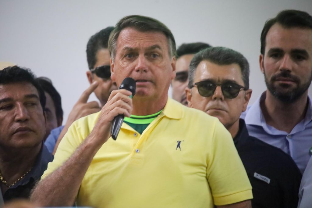 Ex-presidente Jair Bolsonaro em discurso na Feira Agrishow na cidade de Ribeirão Preto (SP).