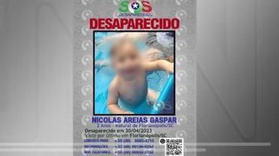 O bebê Nicolas Gaspar, 2, estava desaparecido desde o último dia 30.