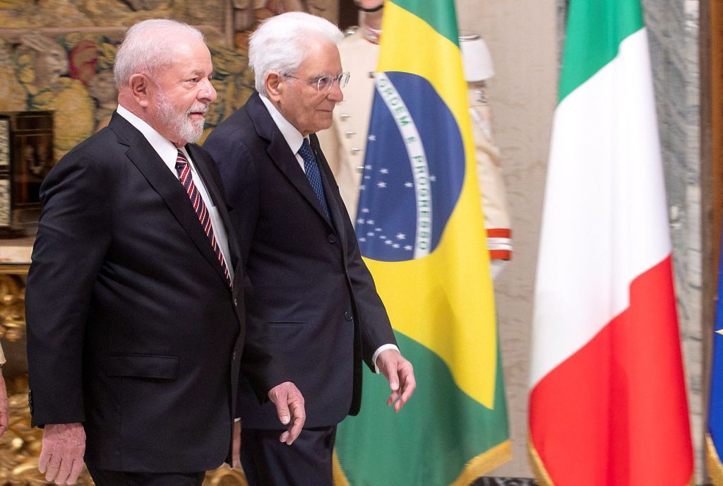 Luiz Inácio Lula da Silva (PT) e o presidente Sergio Mattarella, da Itália