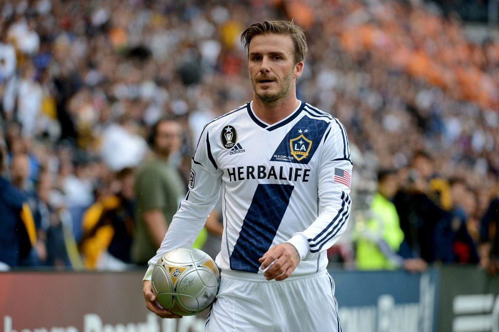 David Beckham durante jogo do Los Angeles Galaxy