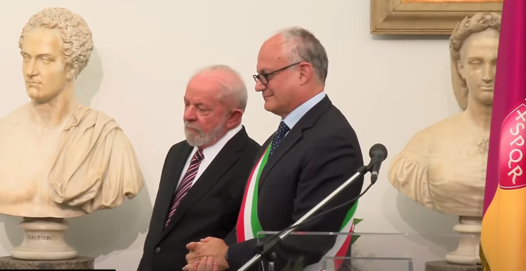 Presidente Luiz Inácio Lula da Silva (PT) após encontro com o prefeito de Roma, Roberto Gualtieri.