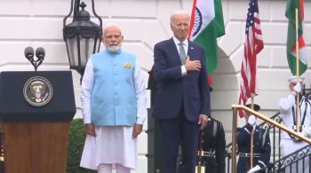 Presidente dos Estados Unidos estava em uma cerimônia na Casa Branca com o primeiro-ministro da Índia, Narendra Modi