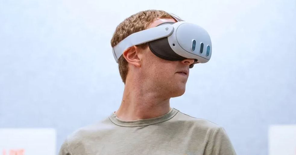 Mark Zuckerberg testando óculos de realidade mista Meta Quest 3
