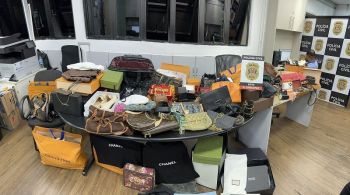 Foram encontrados 47 bolsas de grifes, 12 alças de bolsa, nove cintos, oito óculos de sol, cinco relógios de pulso além de carteiras, joias em endereços ligados à investigada