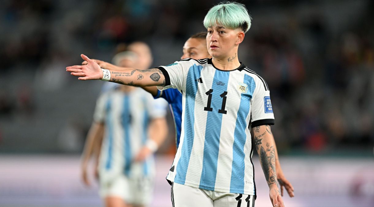 Yamila Rodríguez durante a derrota da Argentina para a Itália pela Copa do Mundo Feminina