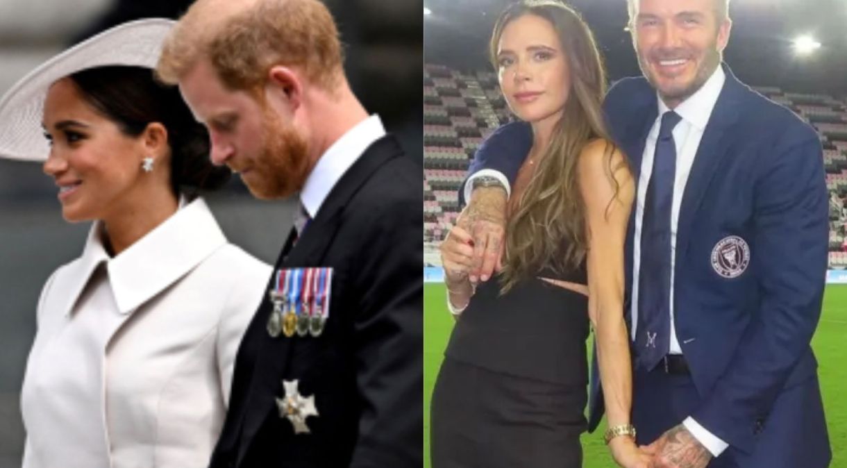 Meghan e Harry e o casal Victoria e David Beckham