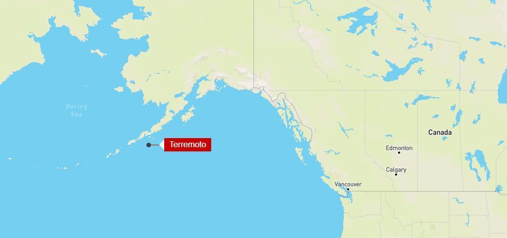 Local do terremoto de magnitude 7,2 no Alasca