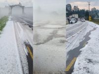 Chuva de granizo deixa camada de gelo de até 10 cm em Santa Catarina