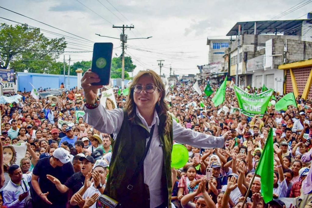 Sandra Torrres em comício em Santa Lucía Cotzumalguapa, no leste da Guatemala, nesta semana