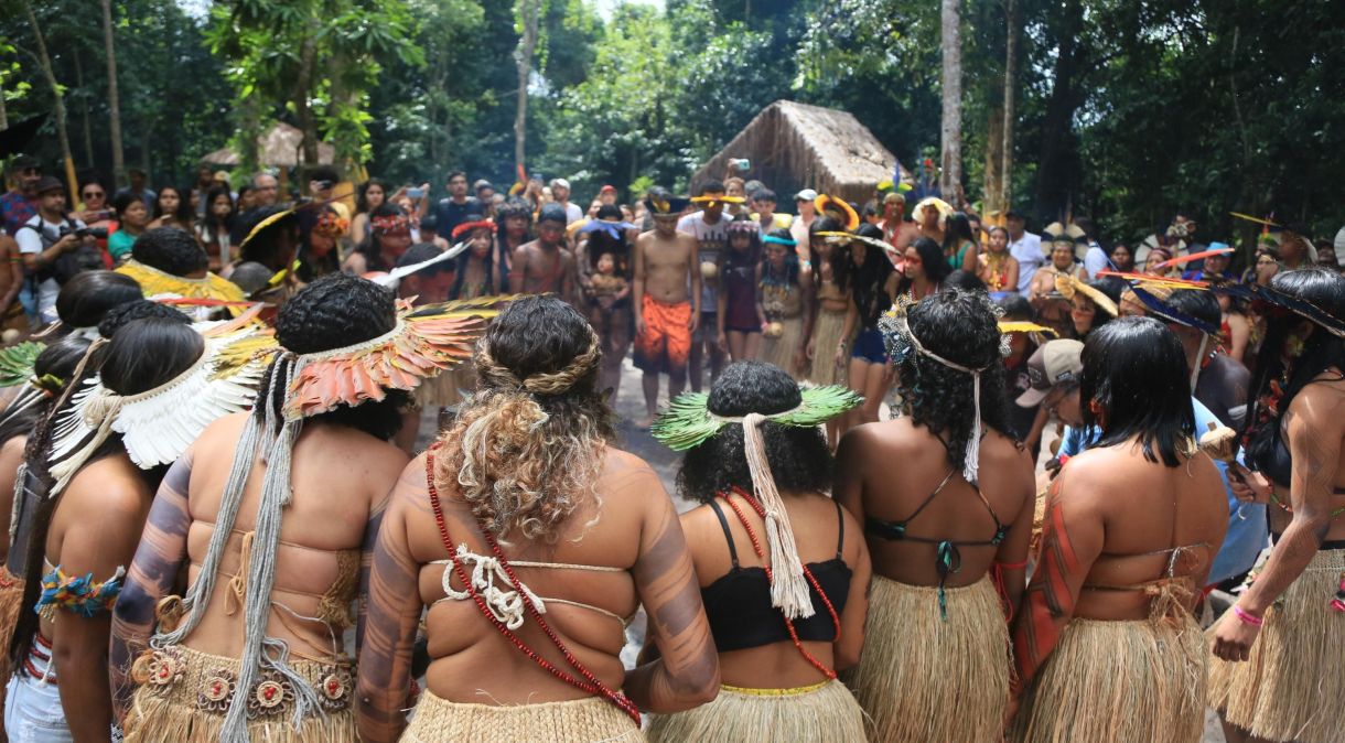 Indígenas da etnia Pataxó participam dos festejos do Aragwksã na aldeia da Jaqueira, no Extremo Sul da Bahia - 31/07/2023