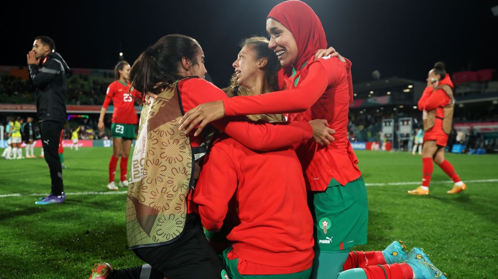 Jogadoras marroquinas celebram classificação às oitavas da Copa do Mundo