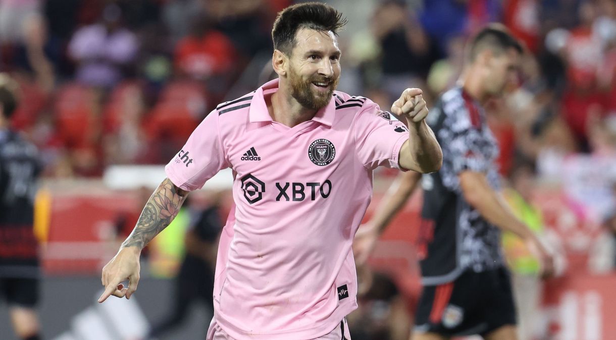 Lionel Messi comemora gol do Inter Miami sobre o New York Red Bulls