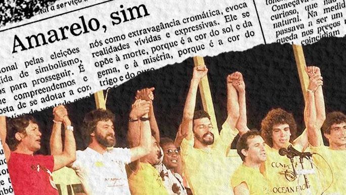 Ídolos do Corinthians vestiram camisas amarelas no principal comício das "Diretas Já"