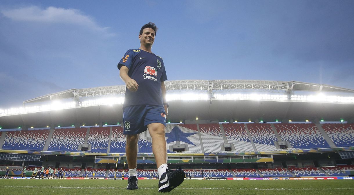 Fernando Diniz. no treino da Seleção Brasileira no Estádio Mangueirão, Belém do Pará