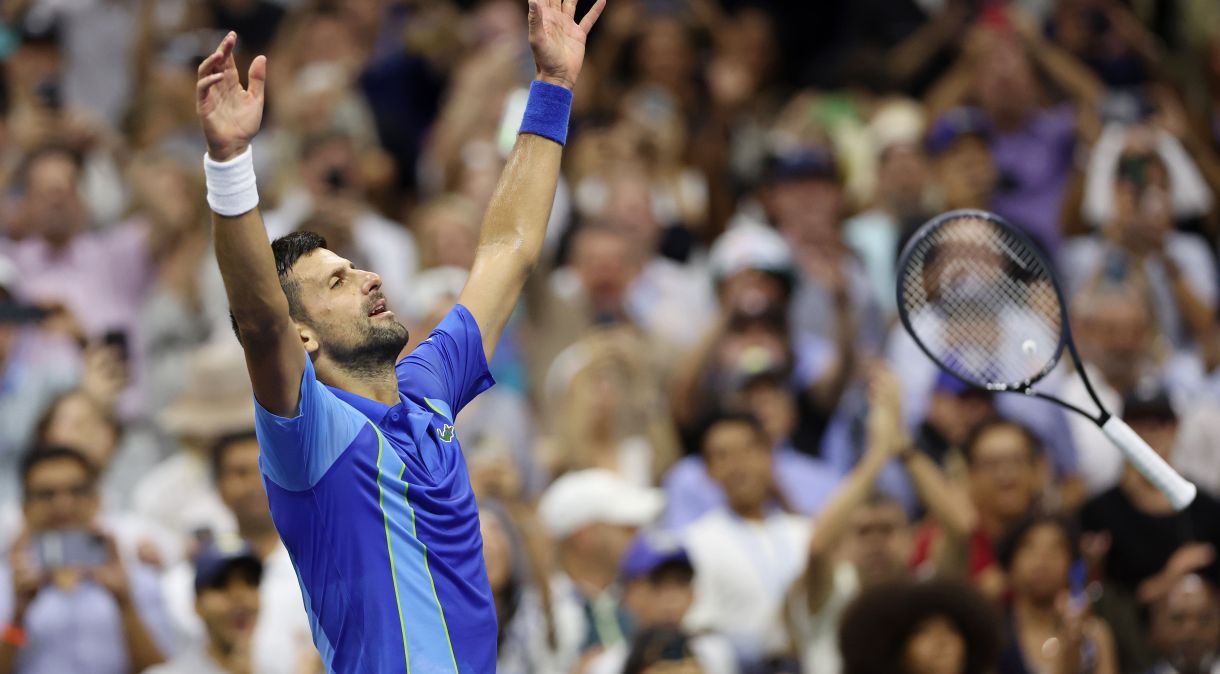 Nova Djokovic celebra a conquista do título do US Open