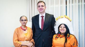 Presidente do Senado se reuniu nesta segunda-feira (11) com as ministras Marina Silva e Sônia Guajajara 