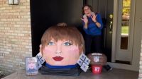 Americana leva 10 horas para decorar abóbora de 180 quilos como Taylor Swift