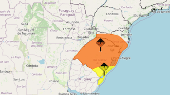 Rio Grande do Sul e parte de Santa Catarina estão sob alerta laranja para tempestade, segundo o Inmet