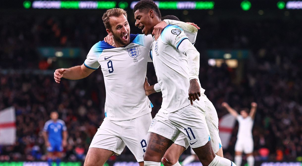 Harry Kane e Marcus Rashford marcaram os gols da Inglaterra sobre a Itália