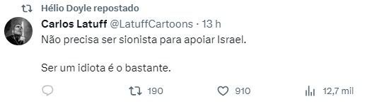 Mensagem de ilustrador ofendendo apoiadores de Israel foi compartilhada pelo presidente da EBC