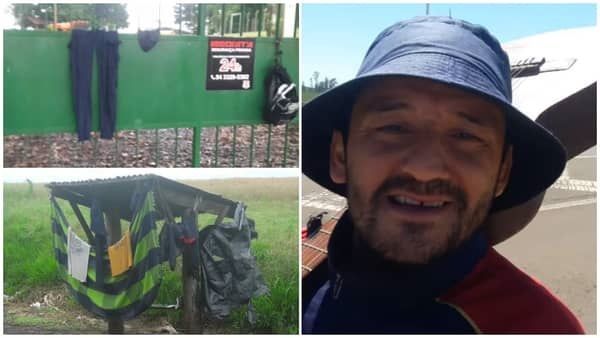 Leandro Fortunato, torcedor do Boca, mostra imagens da aventura que é caminhar de Buenos Aires ao Maracanã