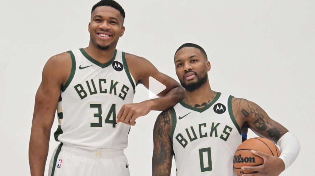 Lillard e Antetokounmpo, estrelas do Bucks, na NBA.