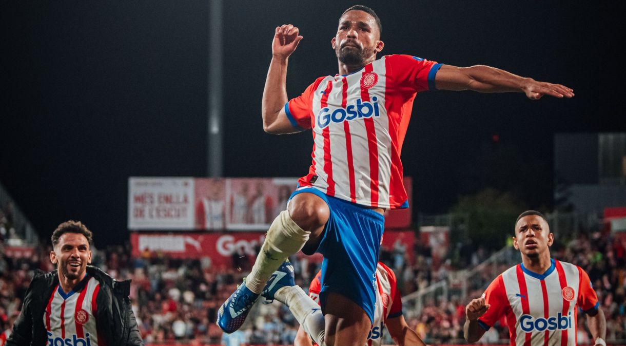 Venezuelano Yangel Herrera comemora o gol do Girona sobre o Celta de Vigo