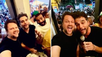 Atores também se encontraram, na mesma noite, com os amigos Lázaro Ramos e Vladimir Brichta em bar no Rio de Janeiro