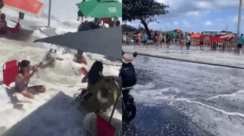 A força da água surpreendeu banhistas e pedestres 