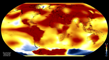Representação artística mostra, ainda, a variação da concentração de CO2 no planeta durante um período de 20 anos