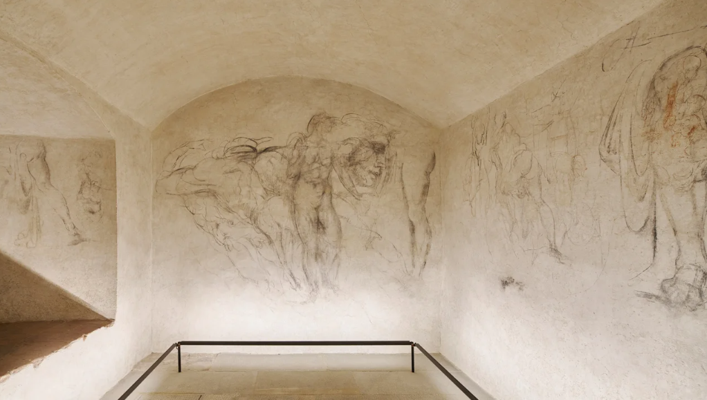 Acredita-se que o estreito espaço abaixo da Sacristia Nova tenha sido o local onde Michelangelo se refugiou em 1530
