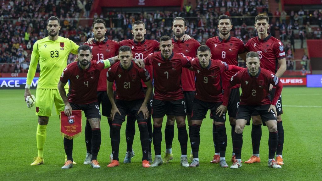 Seleção da Albânia em jogo das Eliminatórias da Eurocopa