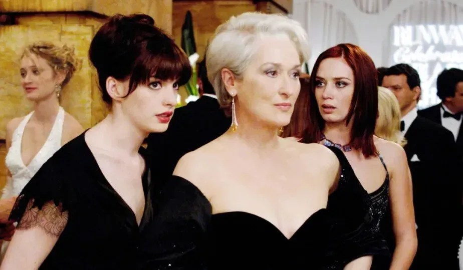 Anne Hathaway, Meryl Streep e Emily Blunt em "O Diabo Veste Prada".