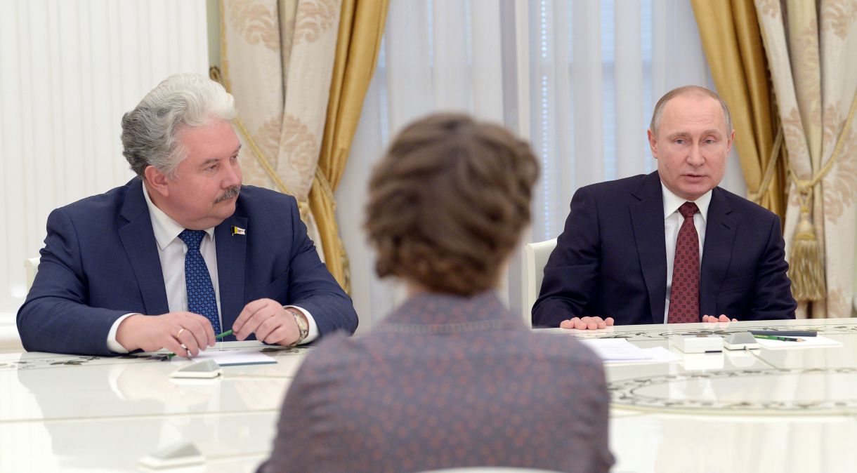 Putin em reunião com Ksenia Sobchak e Sergei Baburine no Kremlin