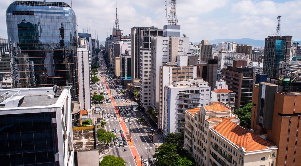 Vista aérea da Avenida Paulista, em São Paulo