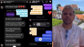 Bruno Nogueira usou rede social para dar adeus ao sobrinho e publicou mensagens recém trocadas entre ele e o jovem de 24 anos