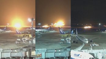 Todos os 379 passageiros e tripulação a bordo deixaram a aeronave, de acordo com a companhia aérea Japan Airlines