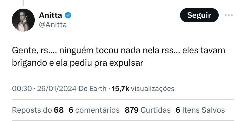 Tweet de Anitta