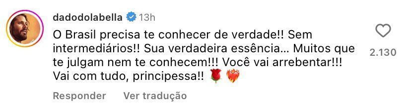 Comentário de Dado Dolabella 