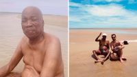 Milton Nascimento aparece curtindo praia ao lado do filho; assista