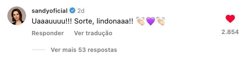 Comentário de Sandy na publicação de Wanessa