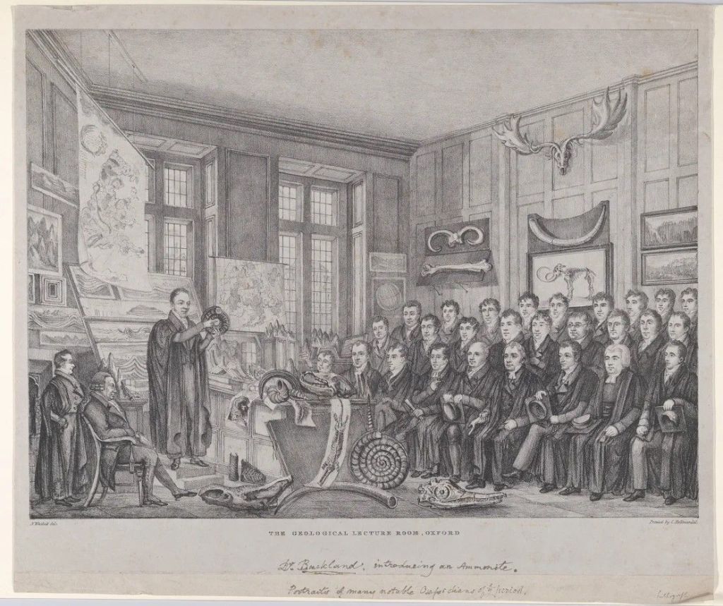 William Buckland lecionando na Universidade de Oxford em 1823