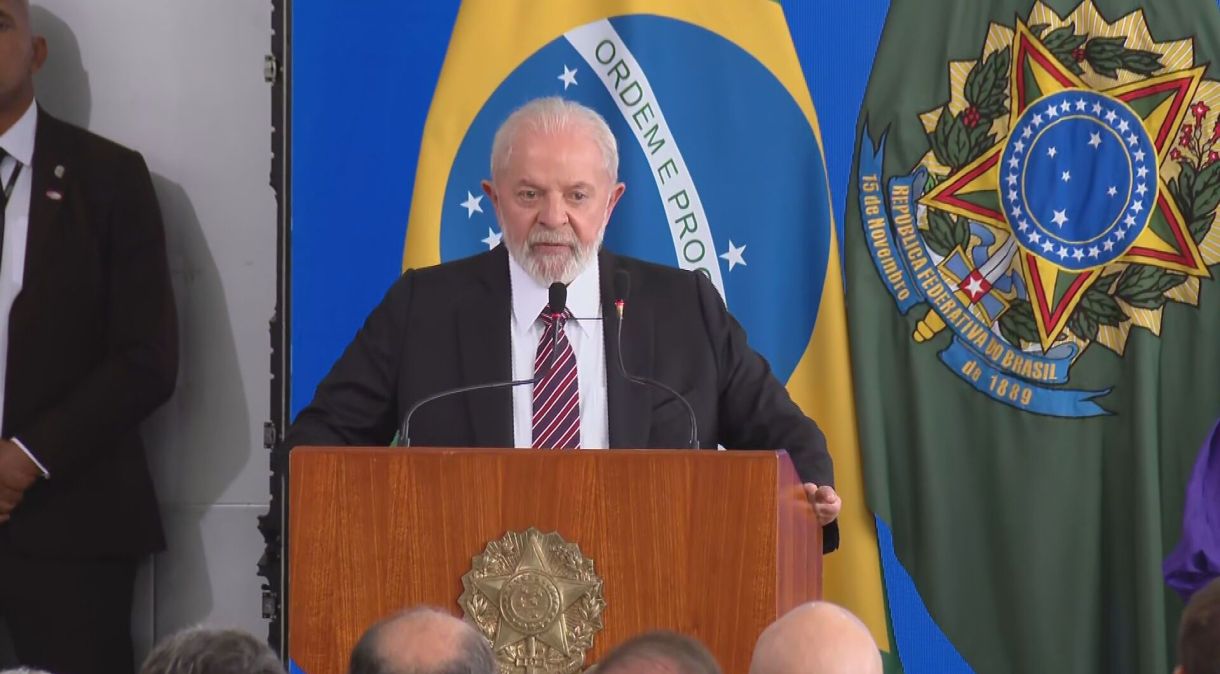 Presidente Lula (PT) discursando em posse de Lewandowski no Ministério da Justiça em 01/02/2024
