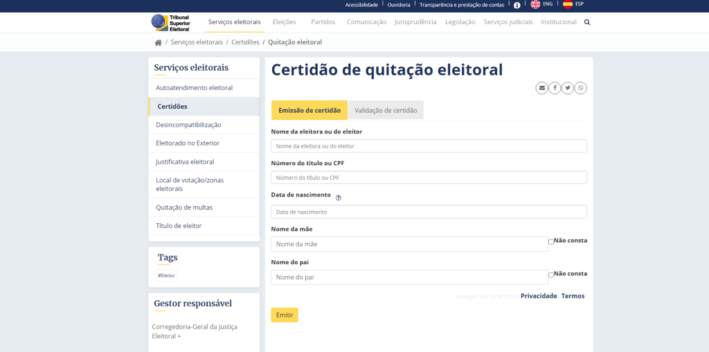 Certidão de quitação eleitoral