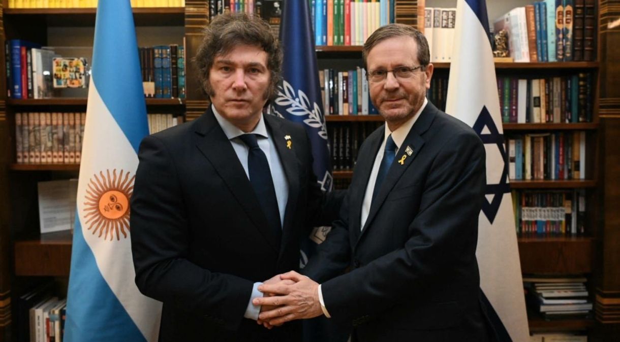 Presidentes da Argentina, Javier Milei, e Israel, Isaac Herzog
