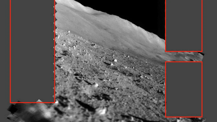 "Moon Sniper" do Japão capturou novas imagens de seu local de pouso. As áreas destacadas em vermelho serão fotografadas pela sonda no futuro