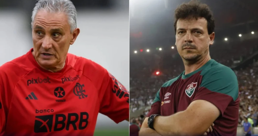 O clássico entre Flamengo e Fluminense marcará mais um duelo entre Tite e Fernando Diniz