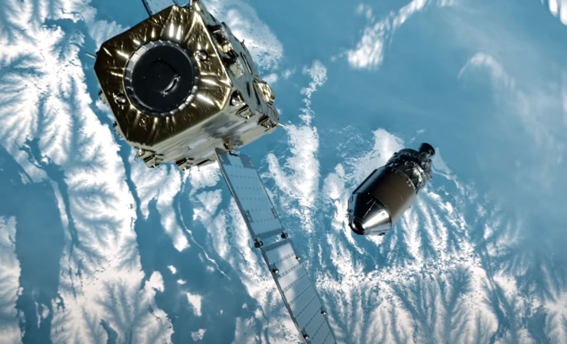 Renderização da missão "On Closer Inspection" da Astroscale, lançada pela empresa aeroespacial Rocket Lab em 18 de fevereiro.